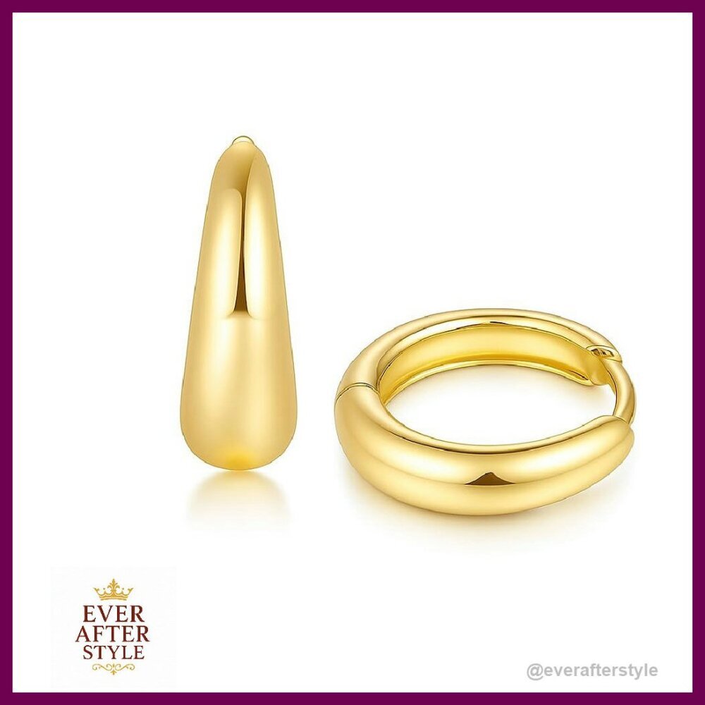 14K Gold Hoop Earrings Hypoallergenic Lightweight Classic Everyday Wear